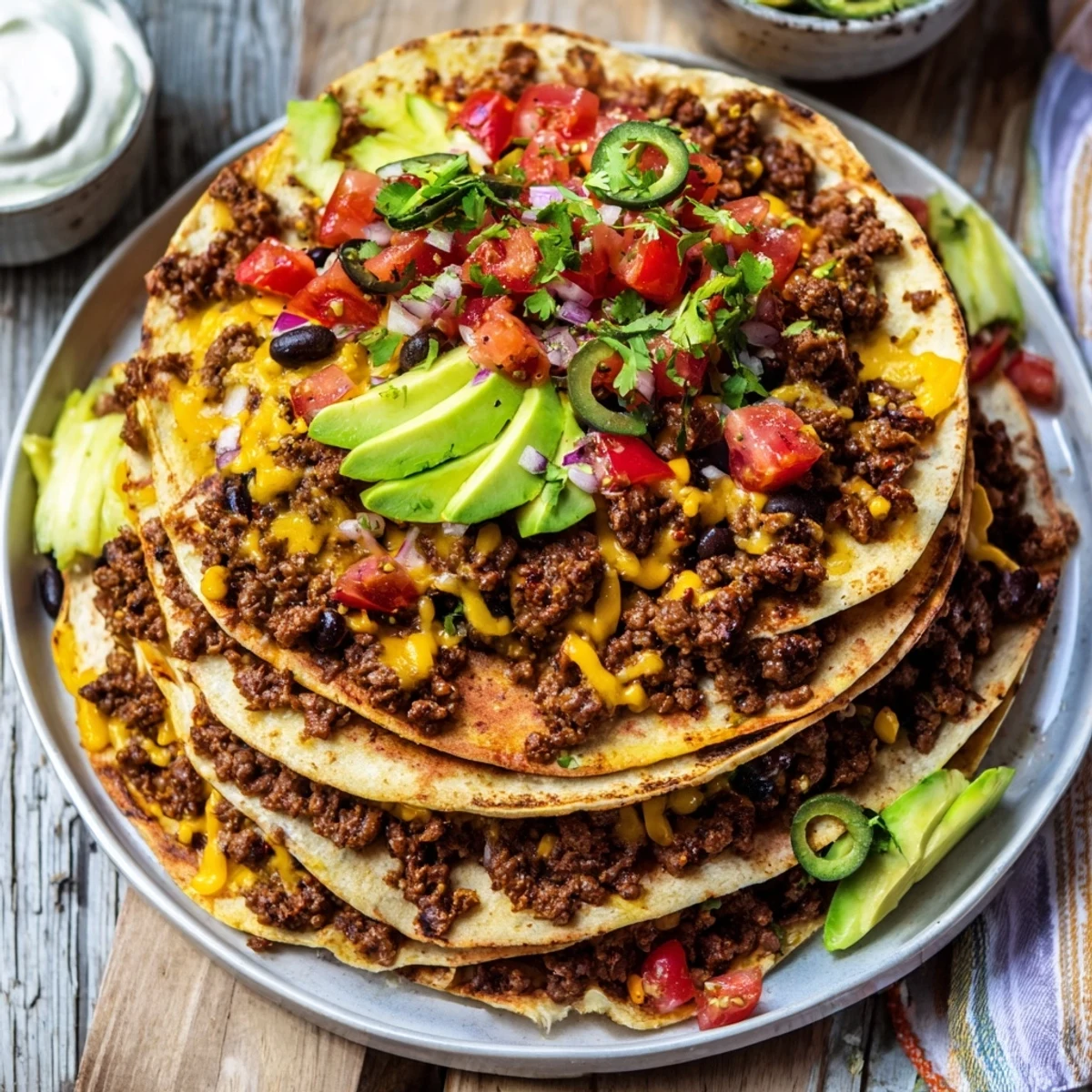 Golden, bubbly cheese blankets a sheet pan of Classic Sheet Pan Beef Nachos with savory ground beef.