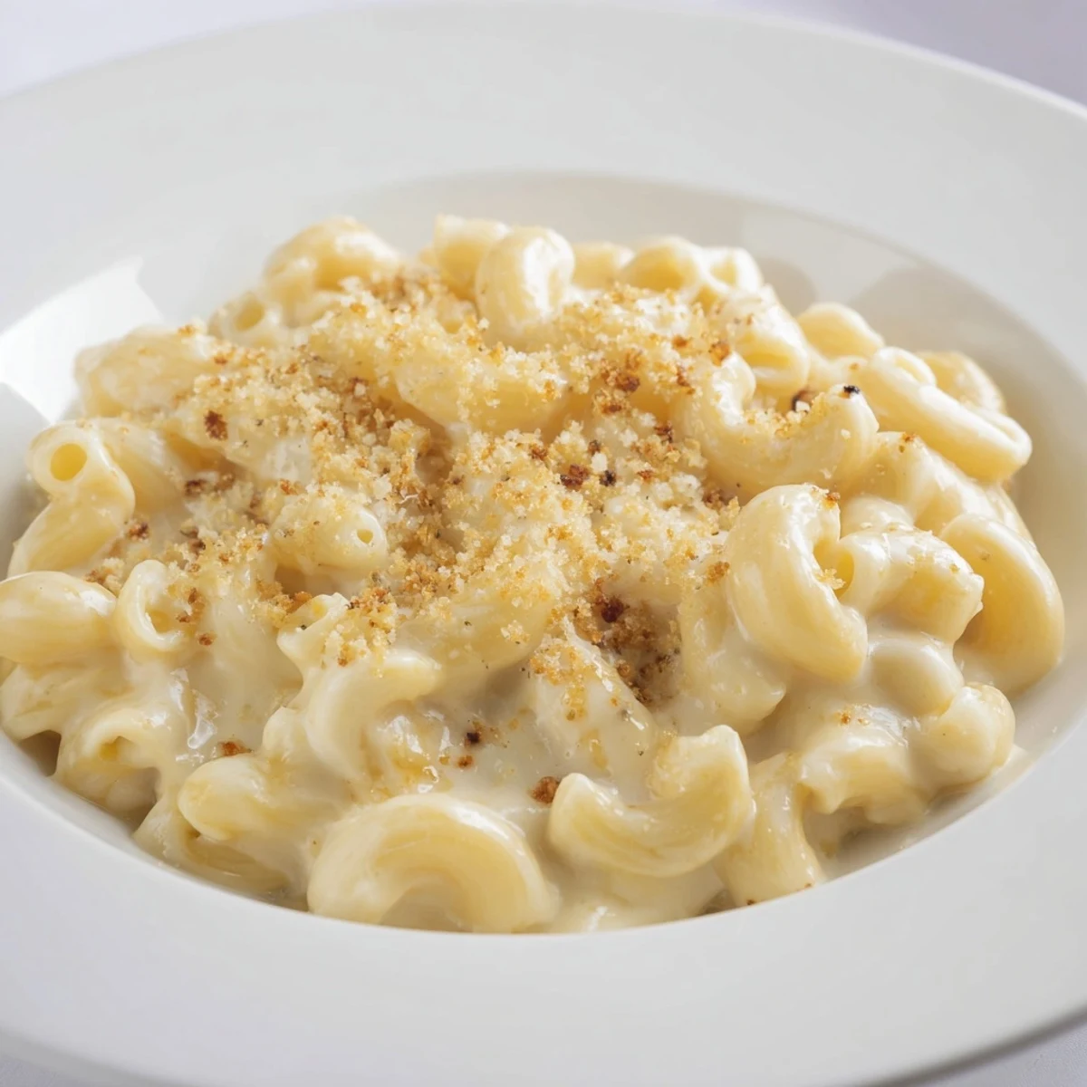 A steaming, golden-baked dish of butternut squash mac and cheese with a bubbly, cheesy top.