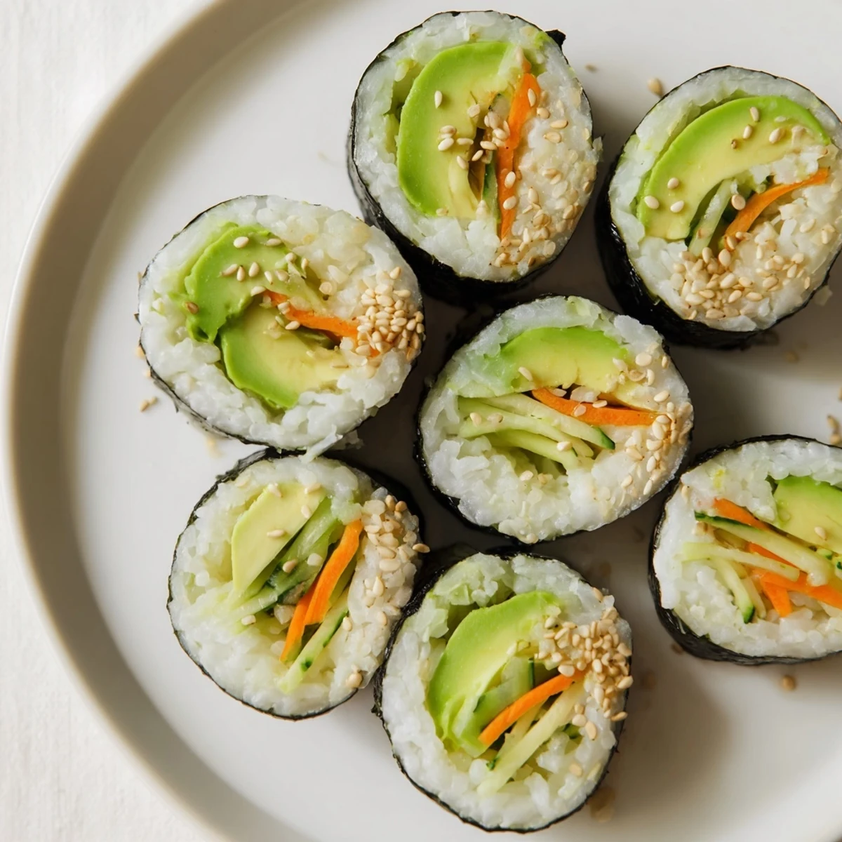 Avocado Cucumber Sushi Rolls