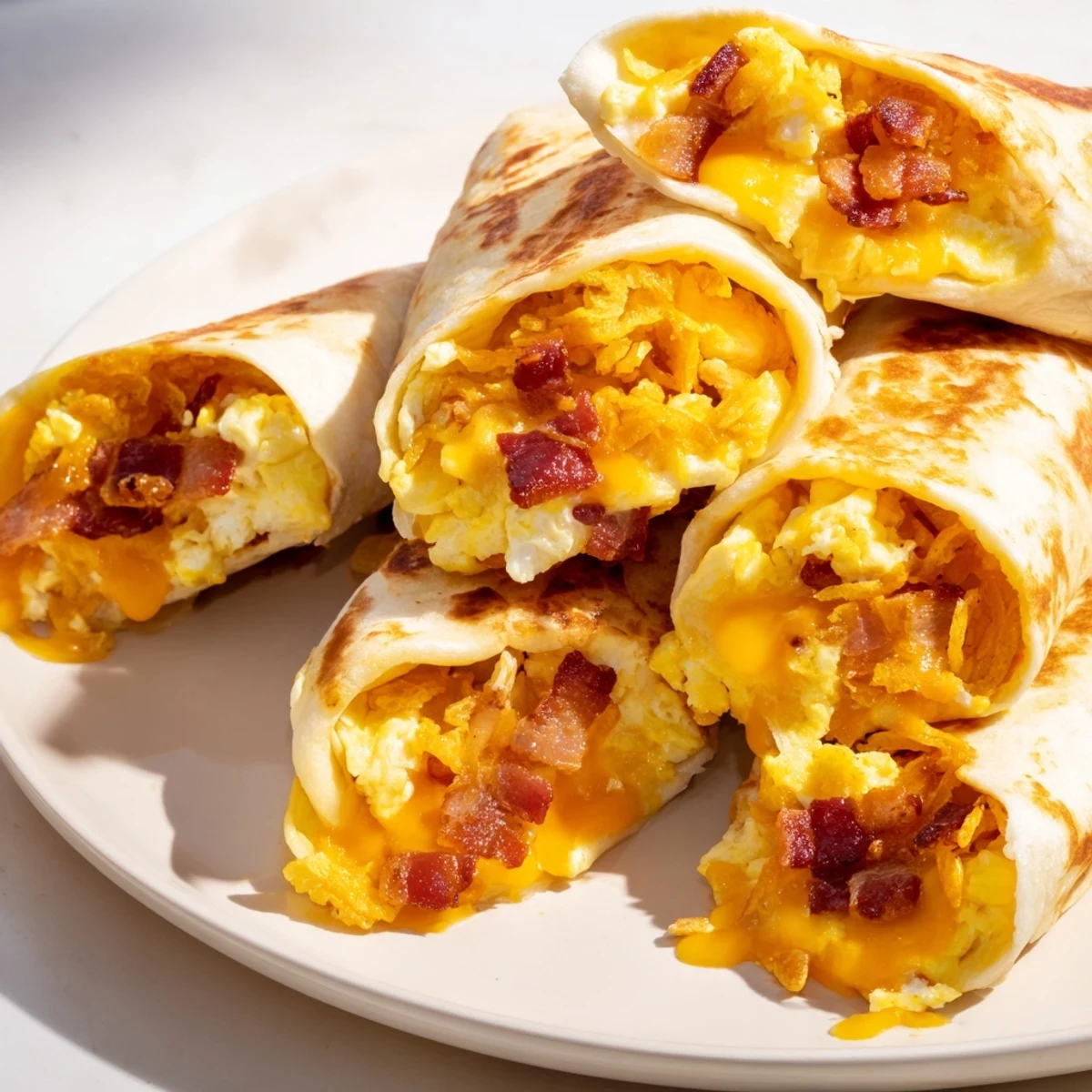 Golden-baked B.E.C. Breakfast Bites reveal a delicious cross-section with eggs, bacon, and cheese.