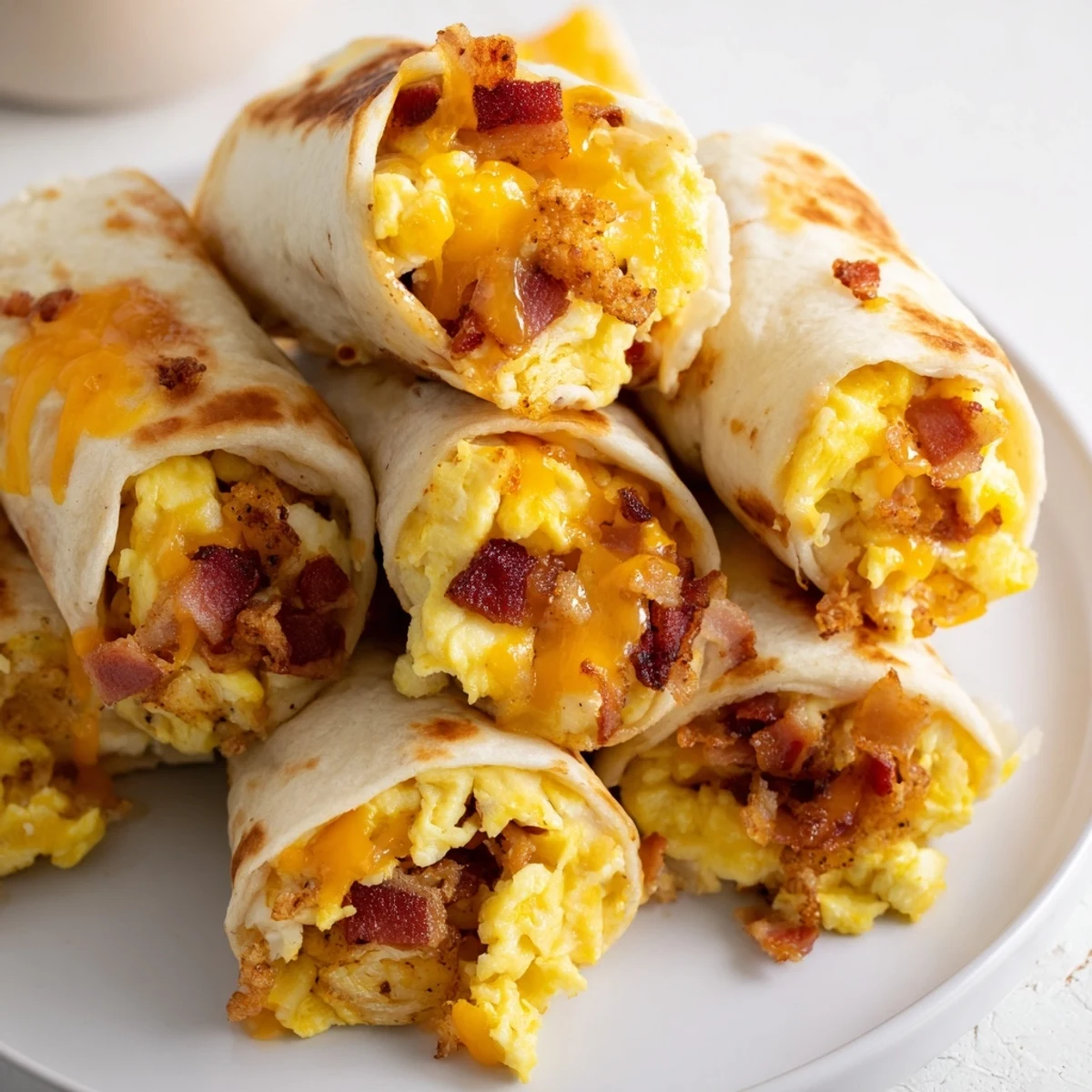 Warm, cheesy B.E.C. Breakfast Bites, ready to eat, sit presented on a baking sheet.