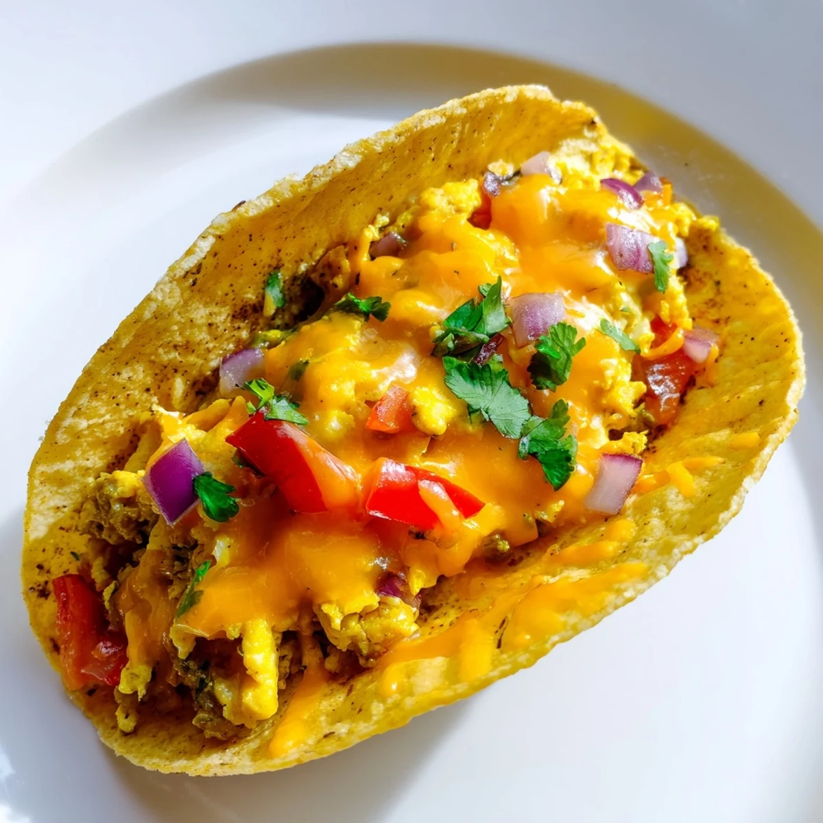 Golden, bubbly sheet pan breakfast tacos, featuring melted cheese and perfectly cooked eggs.