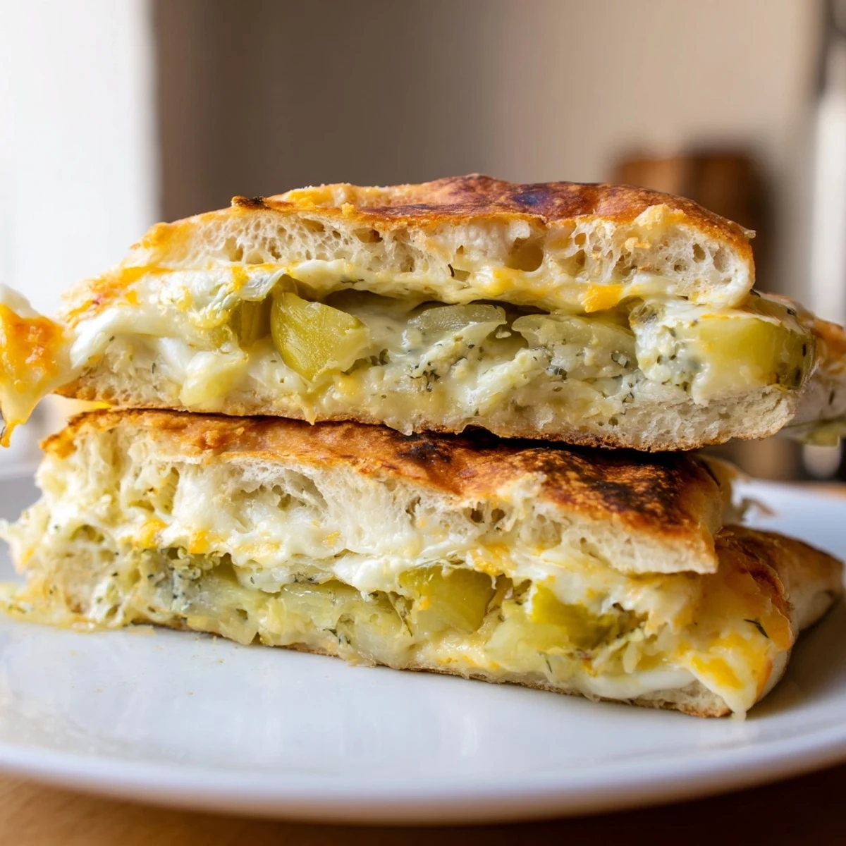 Crispy Pickle Bread Sandwich with melted cheddar and tangy dill pickle slices, ready to enjoy.