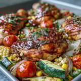 Sheet Pan Chicken Zucchini Corn