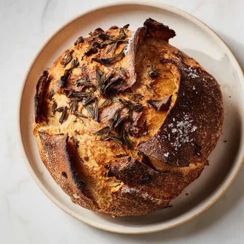 A close-up of Quick Homemade Flatbread dotted with fresh rosemary and glistening sea salt for a savory bite.
