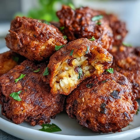 Freshly fried Black-Eyed Pea Fritters served warm with a creamy dipping sauce and fresh herbs.