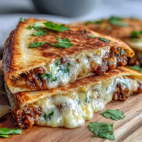 A skillet-fried Black-Eyed Pea Quesadilla is served with a small bowl of salsa and a dollop of sour cream.