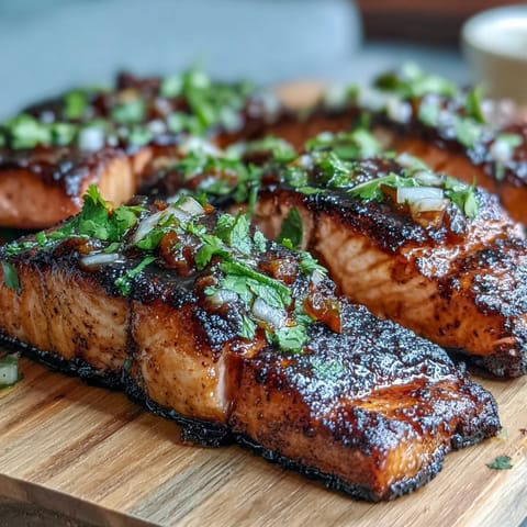 Grilled salmon with strawberry salsa, a colorful and refreshing dinner perfect for warm spring evenings.  