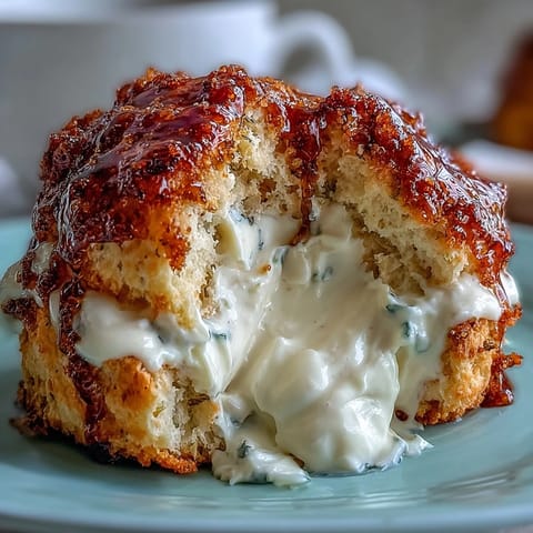 Tender scones infused with floral dandelion honey, served with a generous dollop of rich clotted cream.  