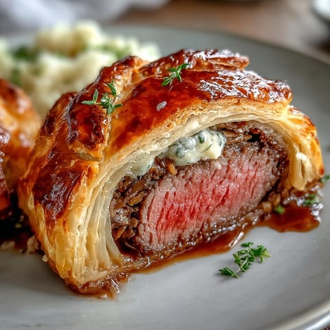Miniature beef wellington masterpieces, boasting flaky pastry and juicy, tender beef.