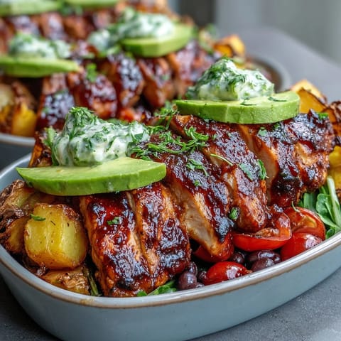 Colorful BBQ Chicken Meal Prep Bowls with sweet potato and vibrant veggies.