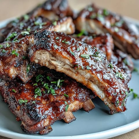 A generous Father's Day BBQ Rib Board showcasing glazed ribs and three delicious sauce options.