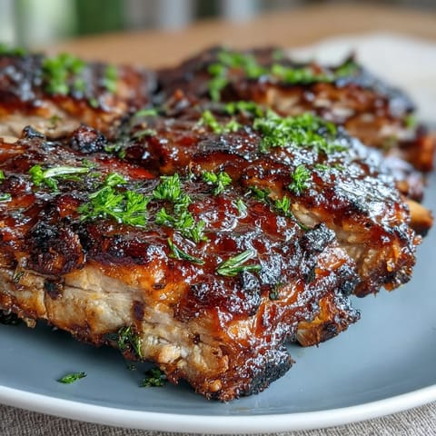 Smoky Father's Day BBQ Rib Board piled high with tender ribs and three dipping sauces.