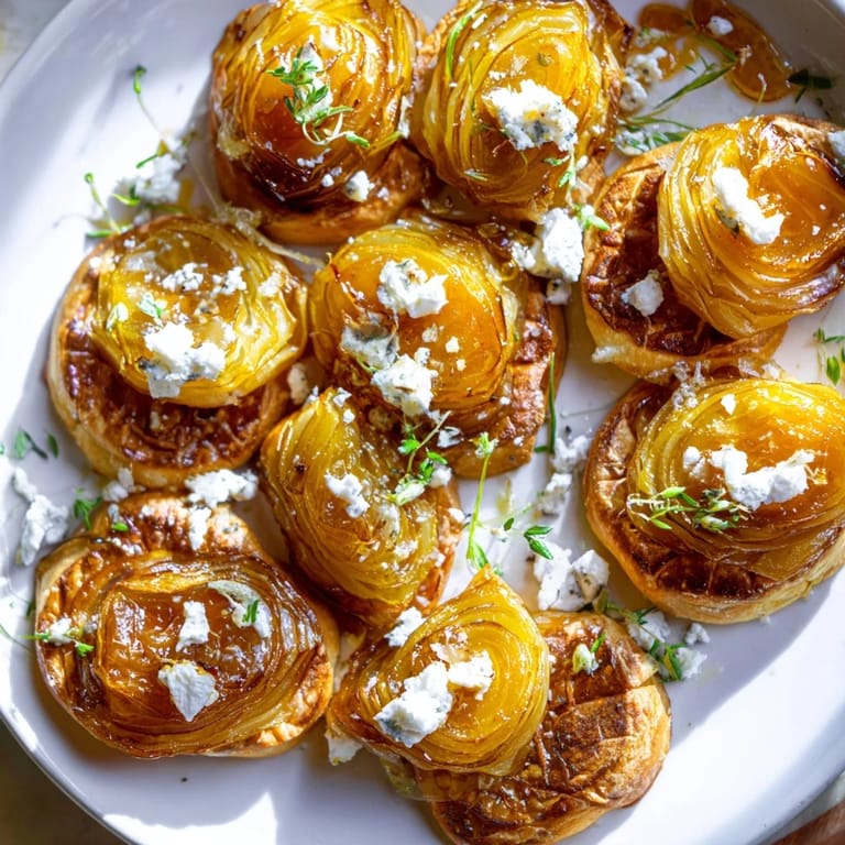 Warm and savory Caramelized Onion and Goat Cheese Tart, a vegetarian main dish with golden-brown crust.