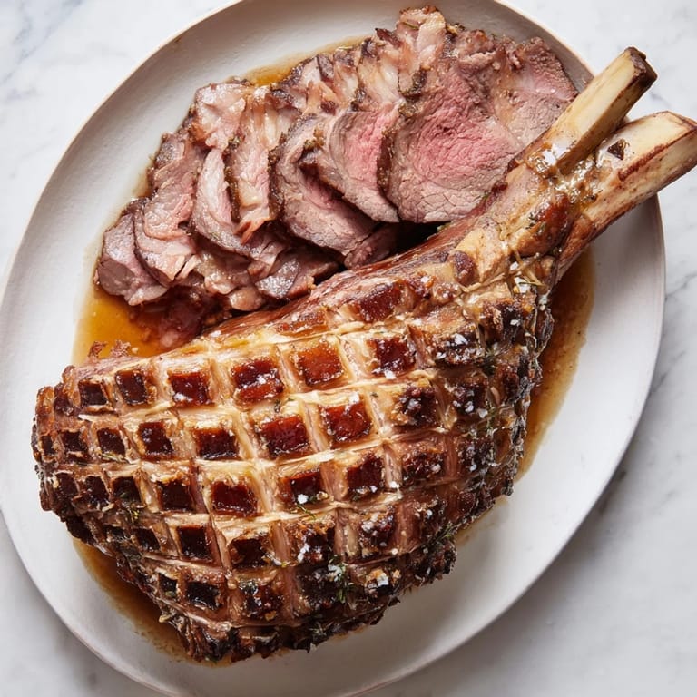 Aromatic slow-cooked honey glazed ham, tender and flavorful, served with the sticky, rich glaze on top.