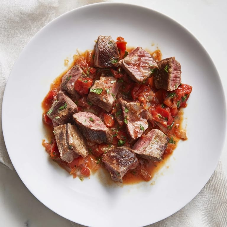 Tender, perfectly seared steak bites coated in garlic butter, with fresh parsley, ready to eat.