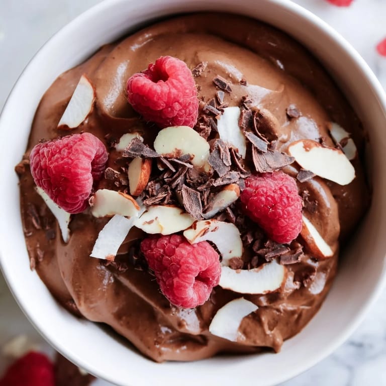 Silky dark chocolate avocado mousse, a luscious, guilt-free treat ready to be enjoyed.