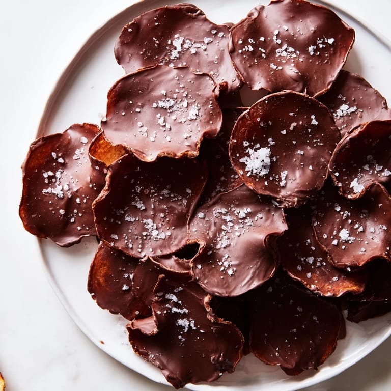 Melted chocolate over crispy chips creates this easy Chocolate Potato Chip Bark, perfect for a party snack.