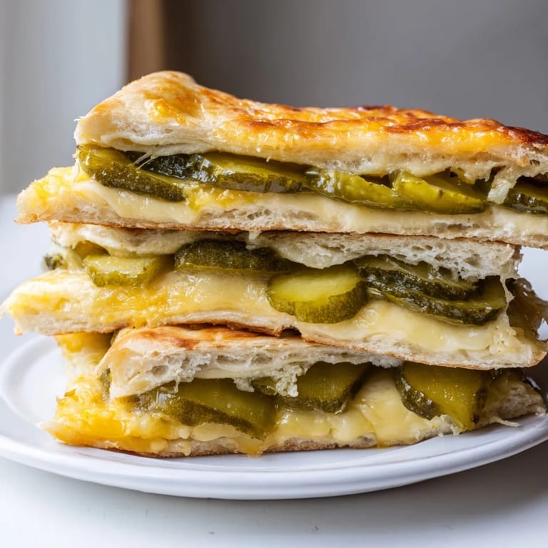 Golden, bubbling cheese forms the delicious buns for this flavor-packed Pickle Bread Sandwich.
