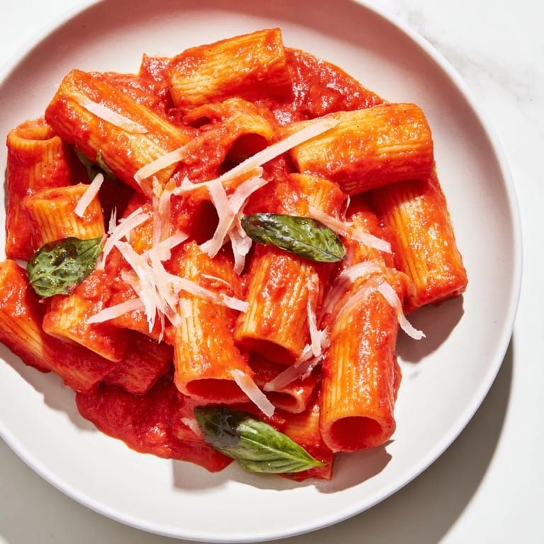 Golden and rich, the blended Hidden Veggie Tomato Pasta Sauce coats a forkful of spaghetti, garnished with fresh basil and Parmesan in a rustic kitchen setting.