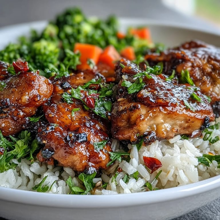 A close-up view of honey garlic chicken broccoli rice, showing steam rising from the savory rice and vegetables, perfect for a quick weeknight dinner.