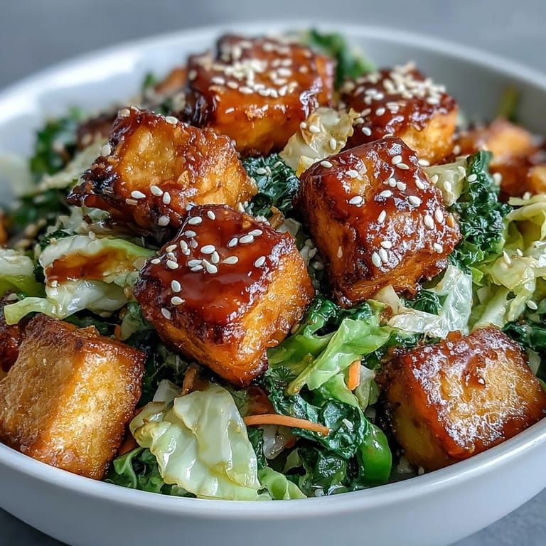 A deconstructed egg roll with tofu, cabbage, and carrots in a skillet.