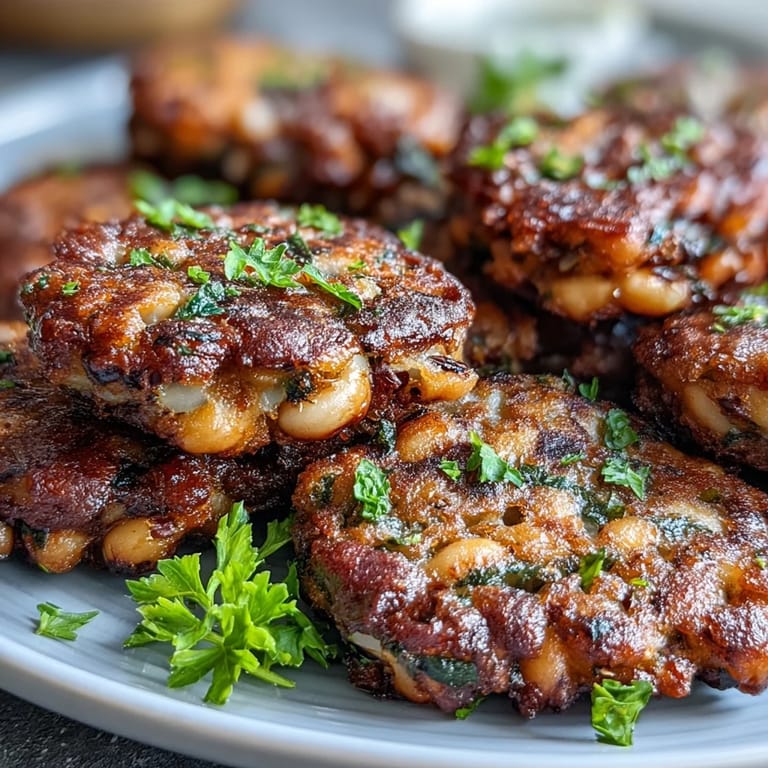 Crispy golden Black-Eyed Pea Fritters drained on paper towels next to a bowl of spicy yogurt dip.