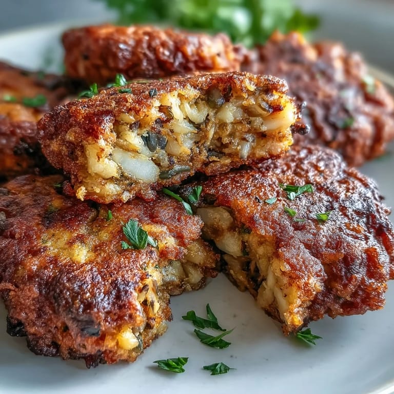 Homemade Black-Eyed Pea Fritters stacked on a plate, garnished with fresh parsley and a wedge of lemon.