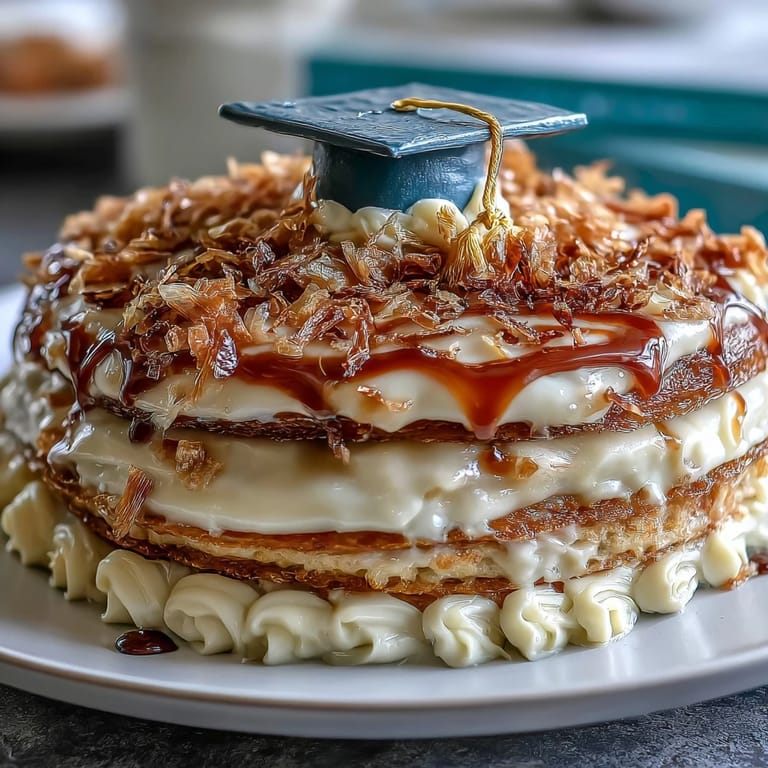 Festive High School Graduation Cake with Gold Foil and Diploma Topper, rich vanilla cake with smooth buttercream, luxurious gold foil, and diploma-shaped decoration, ideal for graduation parties.