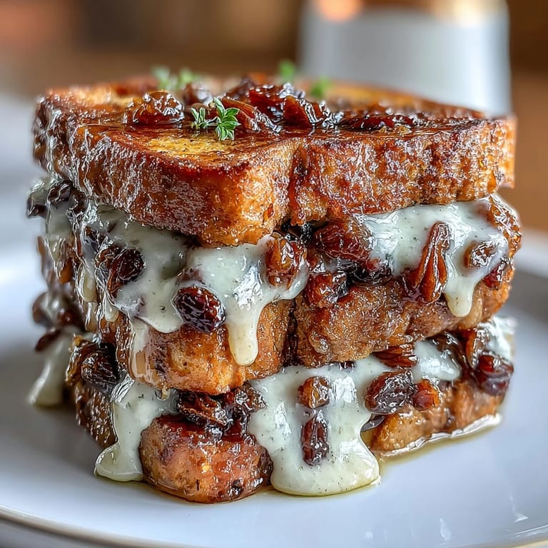 Golden layers of toasted bread soaked in spiced piloncillo syrup, dotted with raisins and cheese in this comforting capirotada.