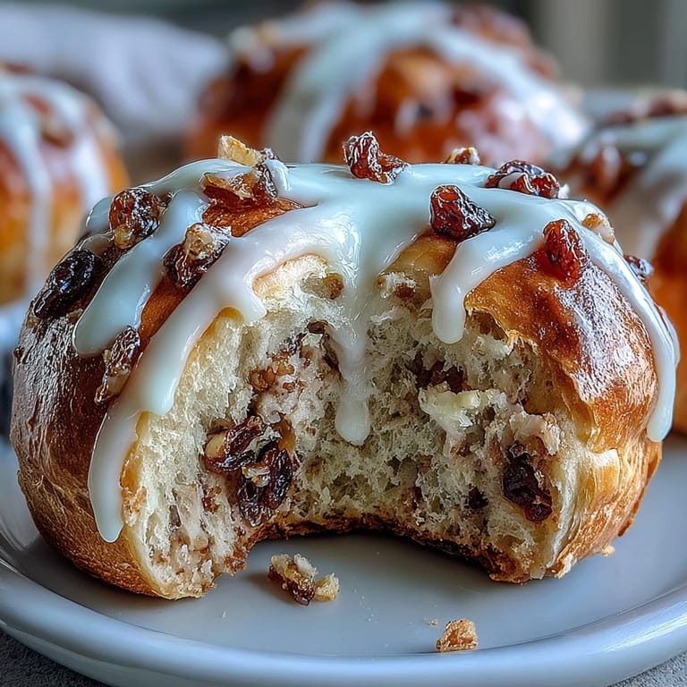 Classic Homemade Hot Cross Buns ready for festive sharing, topped with white frosting.