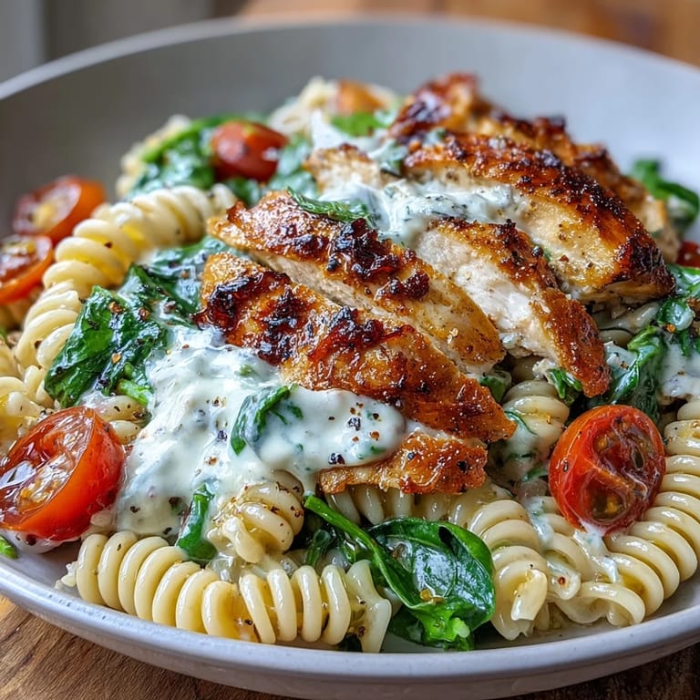 Savory High Protein Pasta Bowl, creamy cottage cheese binding tender ingredients.