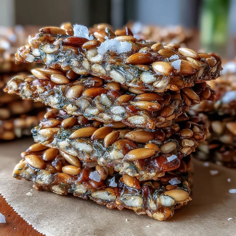 Crispy, rustic homemade seed crackers showcasing flax, sunflower, and sesame.