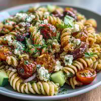 Easy Picnic Pasta Salad with Italian Dressing, vibrant and fresh, tossed with crisp vegetables and zesty dressing for a perfect summer side dish.