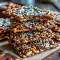 Golden homemade seed crackers, perfectly baked and ready for dipping.